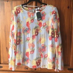 Flowers long sleeve bohemian boho chic top